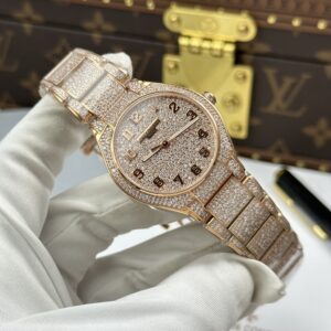 Đồng hồ nữ Patek Philippe Twenty 4 7300 Replica 11 vỏ mạ vàng hồng đính full đá 36mm (2)