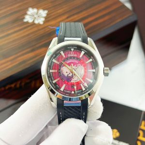 Đồng Hồ Omega Seamaster nam dây cao su mặt bản đồ máy cơ nhật giá rẻ 42mm