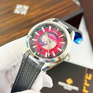 Đồng Hồ Omega Seamaster nam dây cao su mặt bản đồ máy cơ nhật giá rẻ 42mm