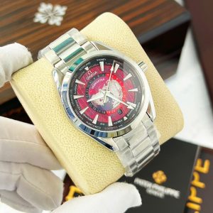 Đồng Hồ Omega Seamaster nam dây kim loại mặt bản đồ đỏ fake cao cấp 42mm (5)