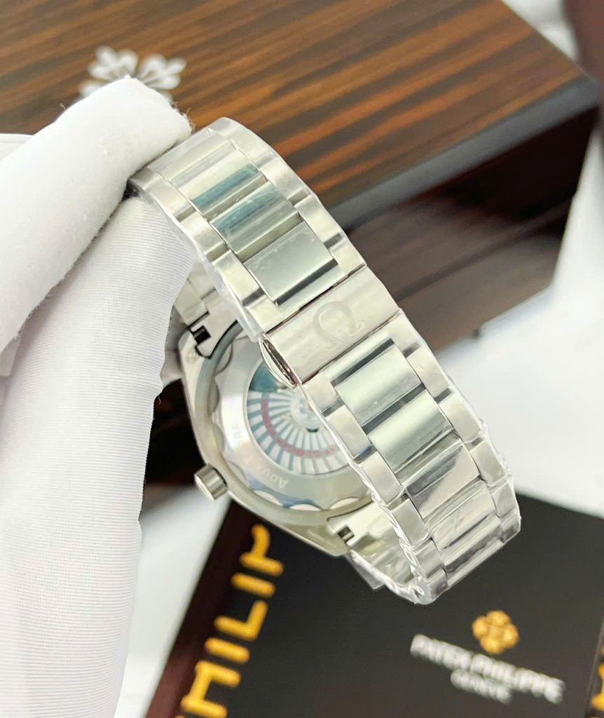 Đồng Hồ Omega Seamaster nam dây kim loại mặt bản đồ đỏ fake cao cấp 42mm (5)