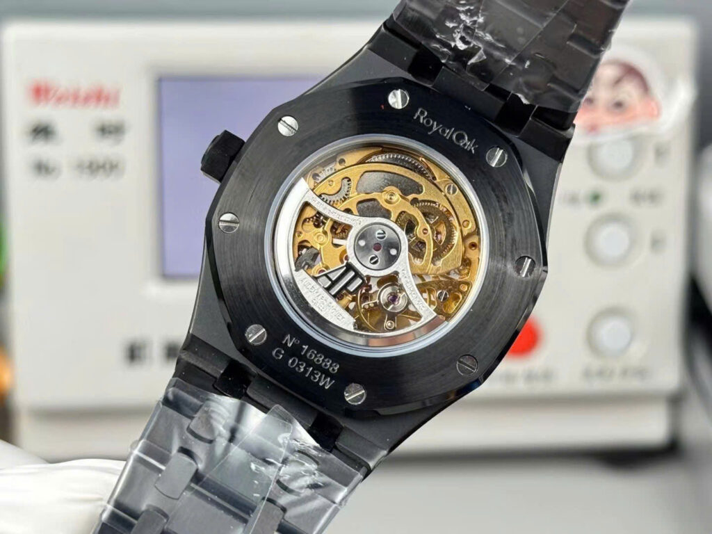 Đồng hồ Audemars Piguet Royal Oak 15416 Replica 11 mặt lộ cơ màu vàng vỏ gốm 41mm (2)