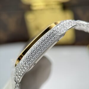 Đồng hồ Cartier Santos Replica 11 đính kim cương nhà máy màu demi vàng 39 (2)