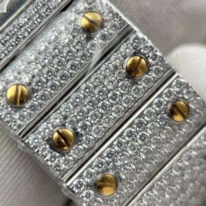 Đồng hồ Cartier Santos Replica 11 đính kim cương nhà máy màu demi vàng 39 (2)
