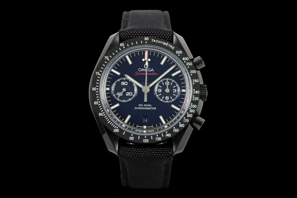 Đồng hồ Omega Rep cao cấp SpeedMaster Dark Side Of The Moon vỏ gốm đen dây vải 44mm (2)