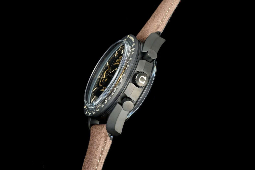 Đồng hồ Omega SpeedMaster Replica 11 mặt đen dây da nâu nhà máy OM 44mm (2)