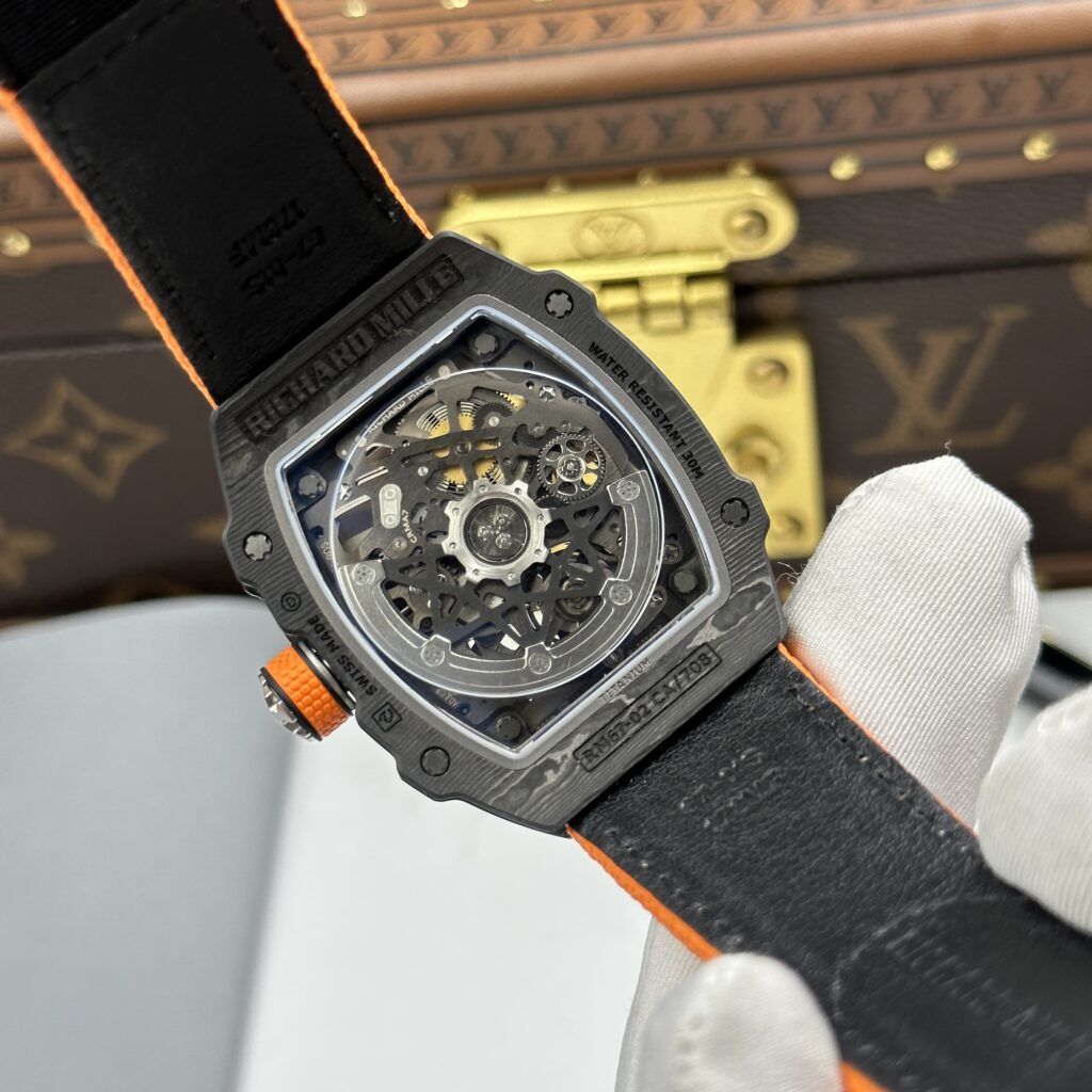 Đồng hồ Richard Mille RM67-02 Rep 11 vỏ carbon siêu nhẹ dây vải nato màu cam 38.7x47 (2)