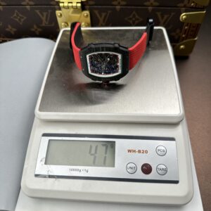Đồng hồ Richard Mille RM67-02 Replica 11 vỏ carbon siêu nhẹ dây vải nato màu đỏ 38.7×47 (1)