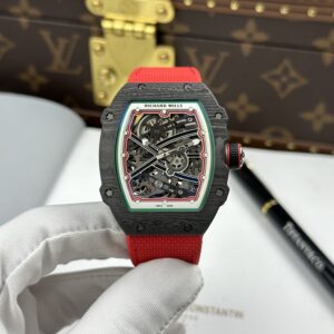 Đồng hồ Richard Mille RM67-02 Replica 11 vỏ carbon siêu nhẹ dây vải nato màu đỏ 38.7×47 (2)