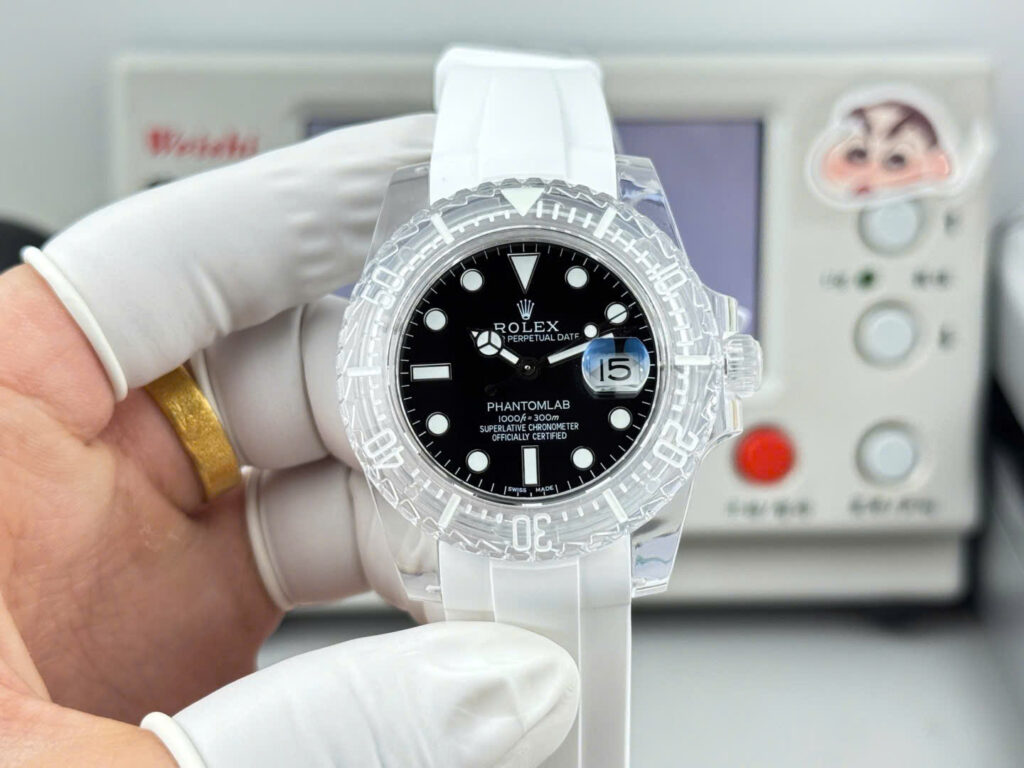 Đồng hồ Rolex Submariner Phantomlab Rep 11 mặt đen dây cao su 40mm (2)