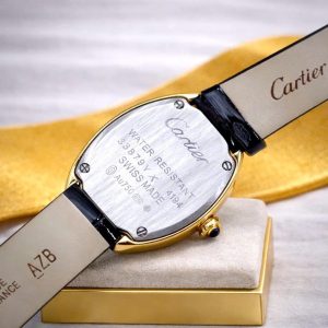 Đồng hồ Cartier Fake Cao Cấp Baignoire 1920 WGBA0022 Vàng Gold Dây Da 23x31mm